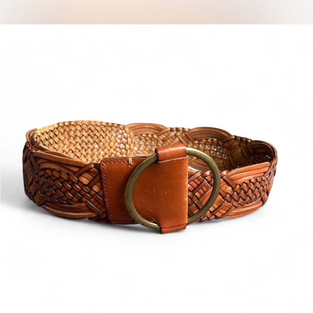 Ralph Lauren Woven Leather Belt in Brown and Gold size XL